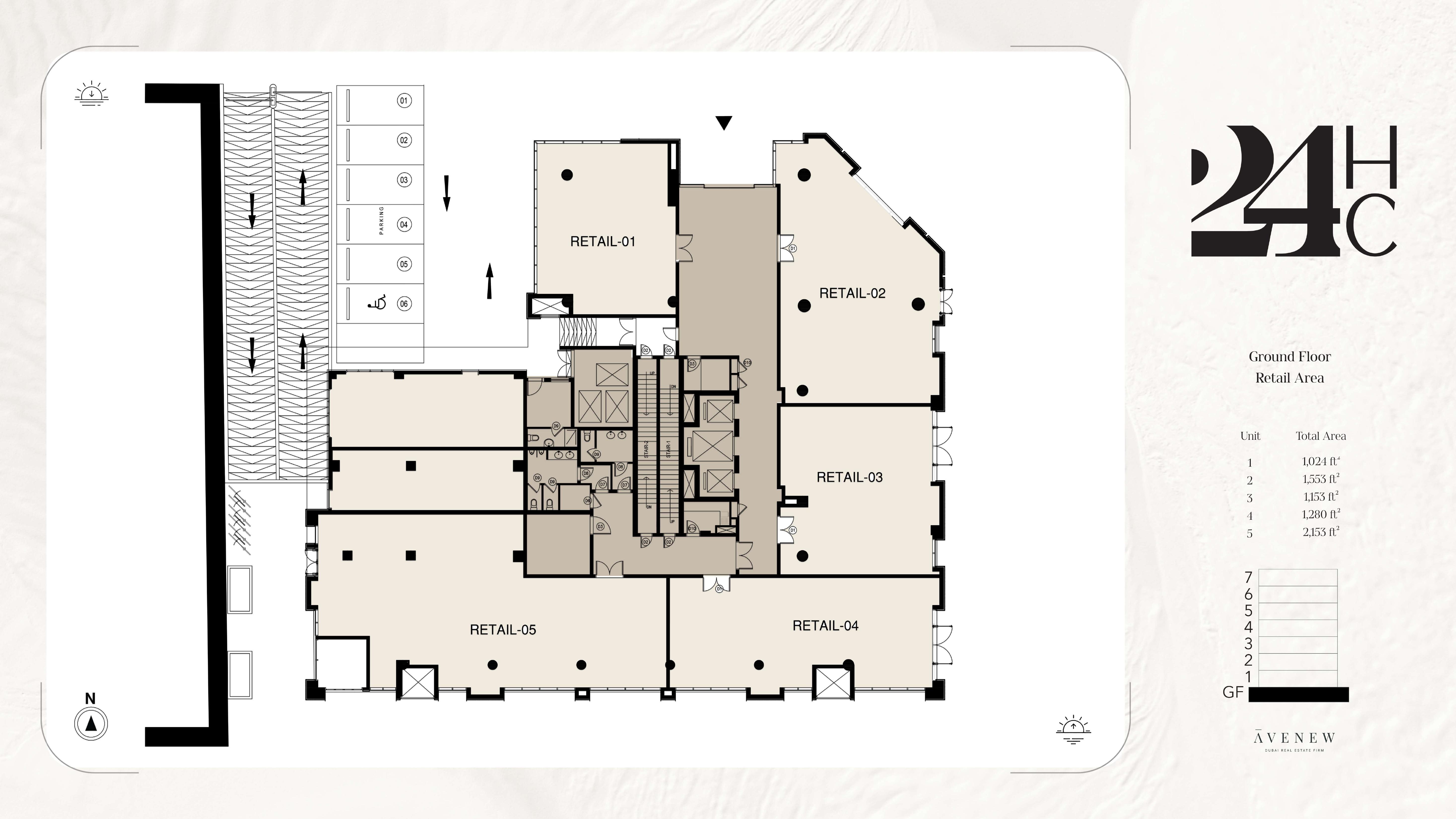 Ground floor retail plan for 24 HC
