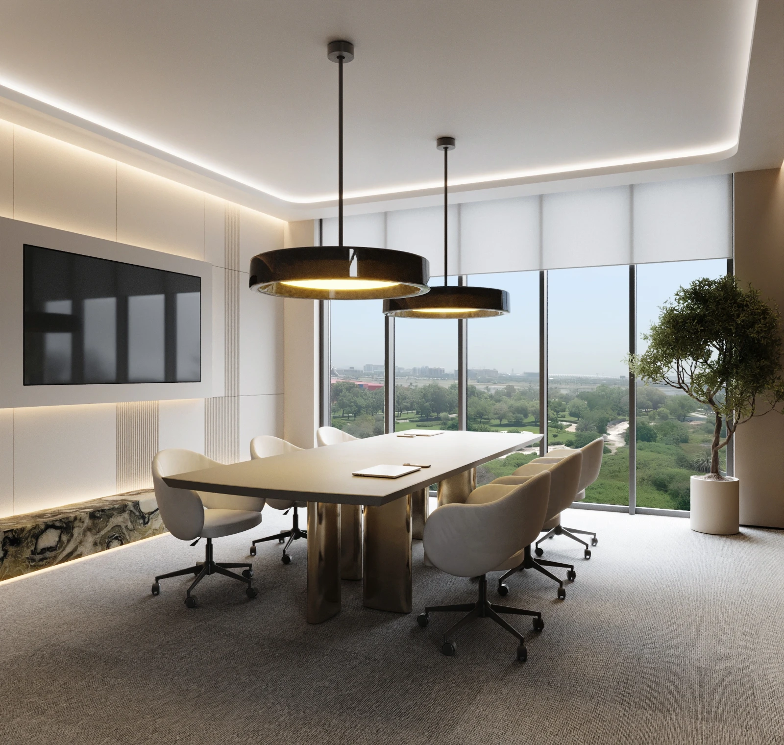 Double-height lobby and reception